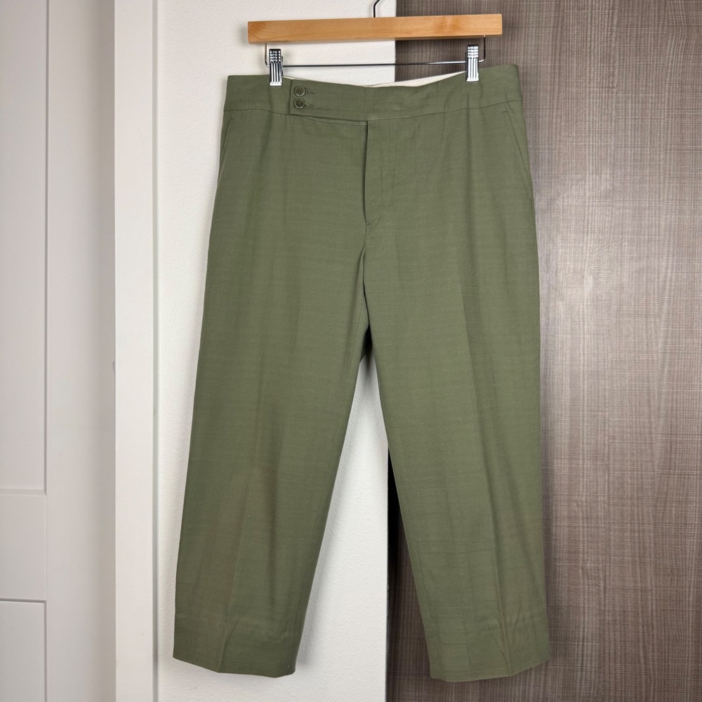 Marni Olive Green Cropped Capri Twill Pants Size 44 US 8